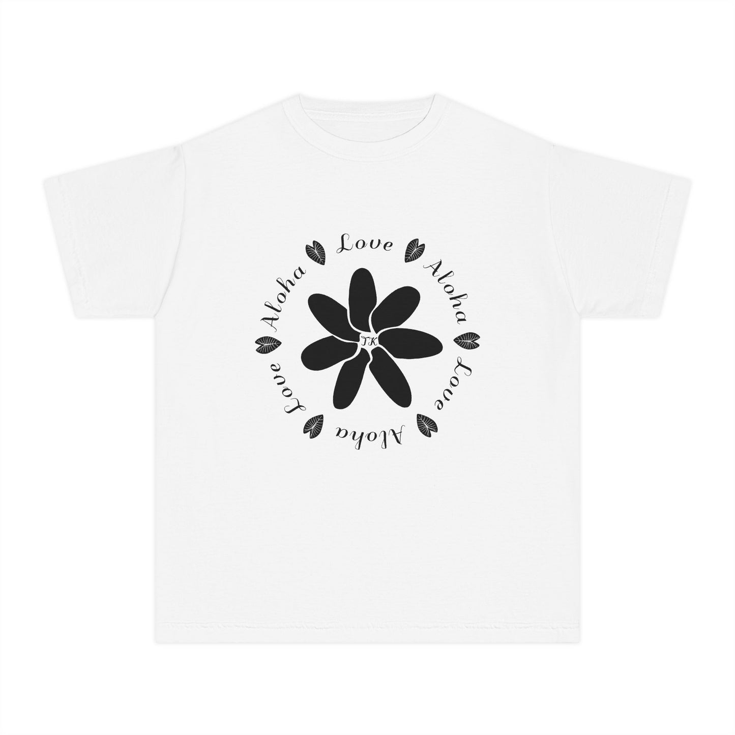 Youth Hawaiian Shirt Love & Aloha Midweight Designer Tee for Kids