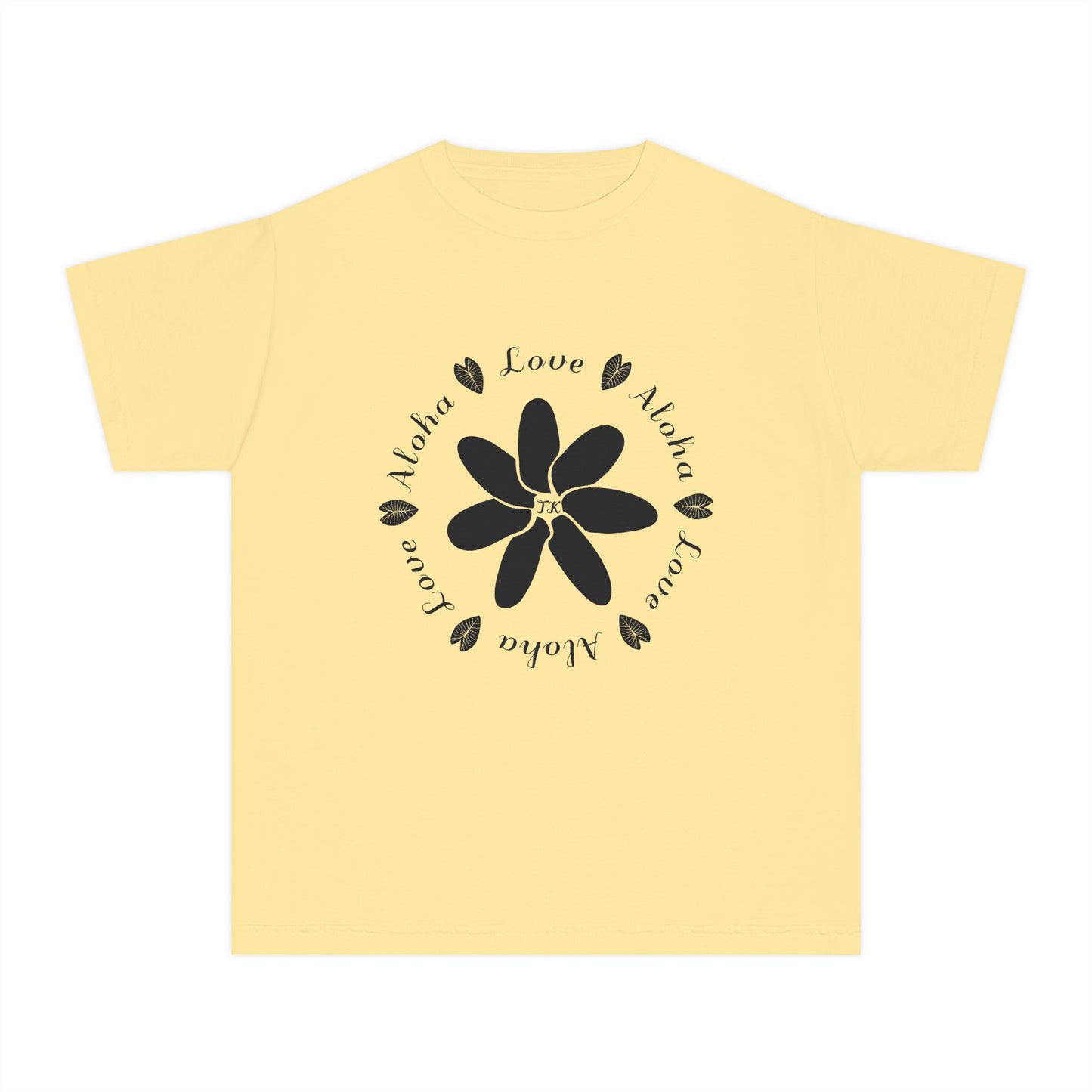 Youth Hawaiian Shirt Love & Aloha Midweight Designer Tee for Kids