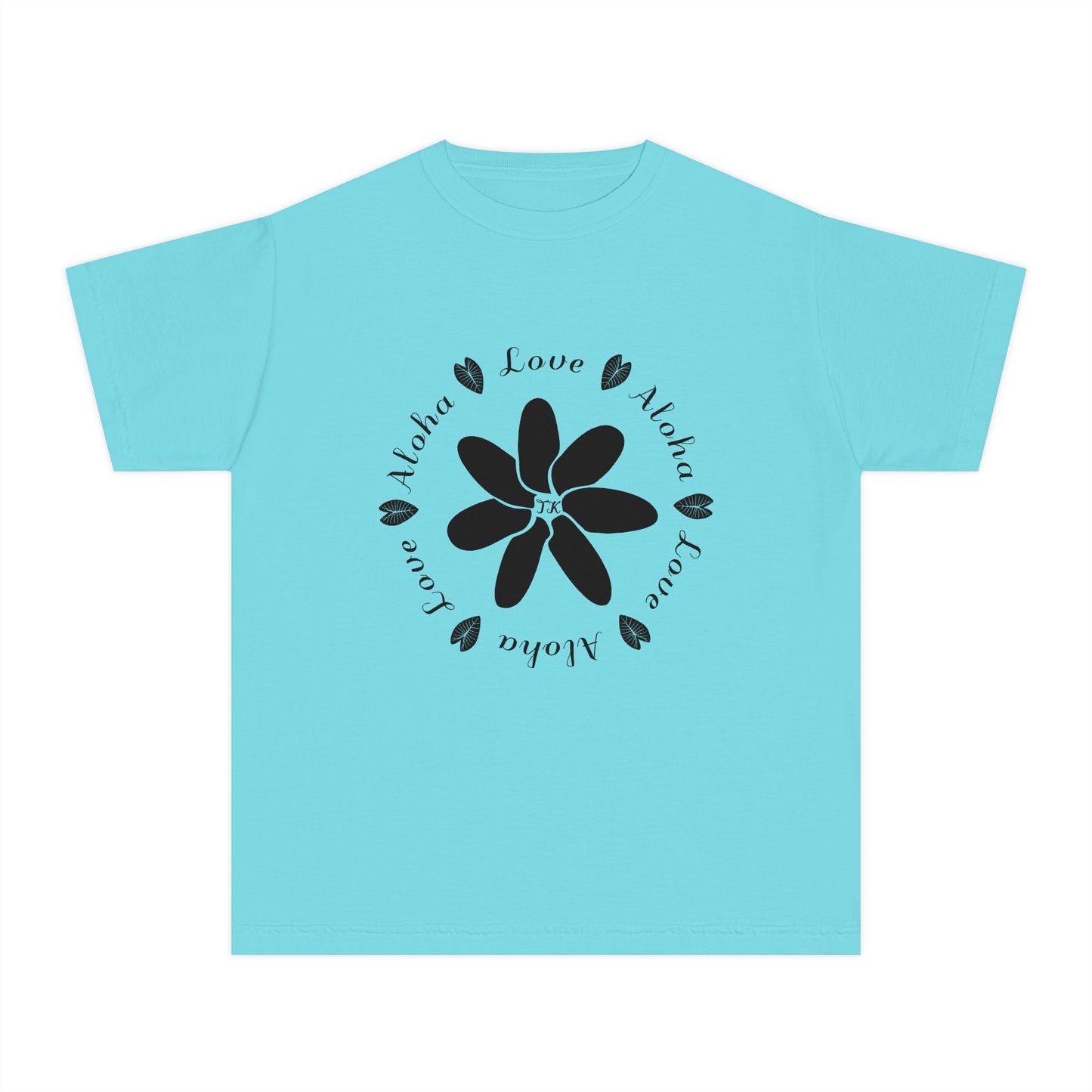 Youth Hawaiian Shirt Love & Aloha Midweight Designer Tee for Kids
