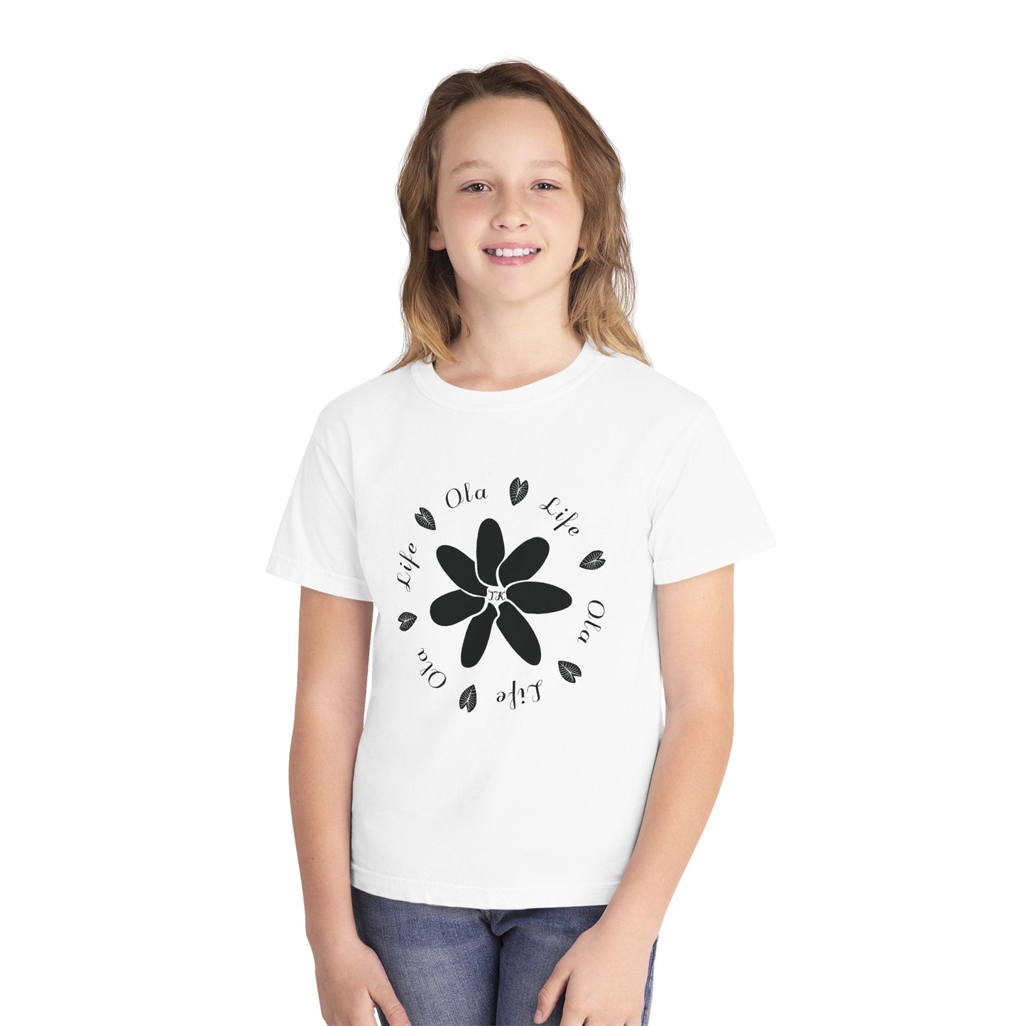 Youth Hawaiian Shirt Life & Ola Midweight Designer Tee for Kids