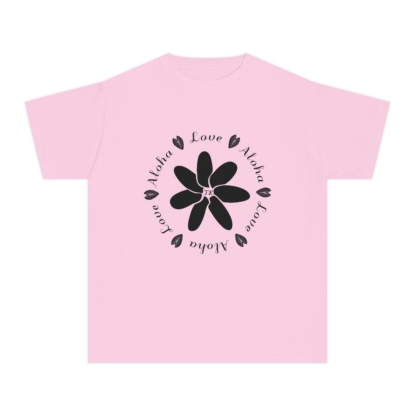 Youth Hawaiian Shirt Love & Aloha Midweight Designer Tee for Kids
