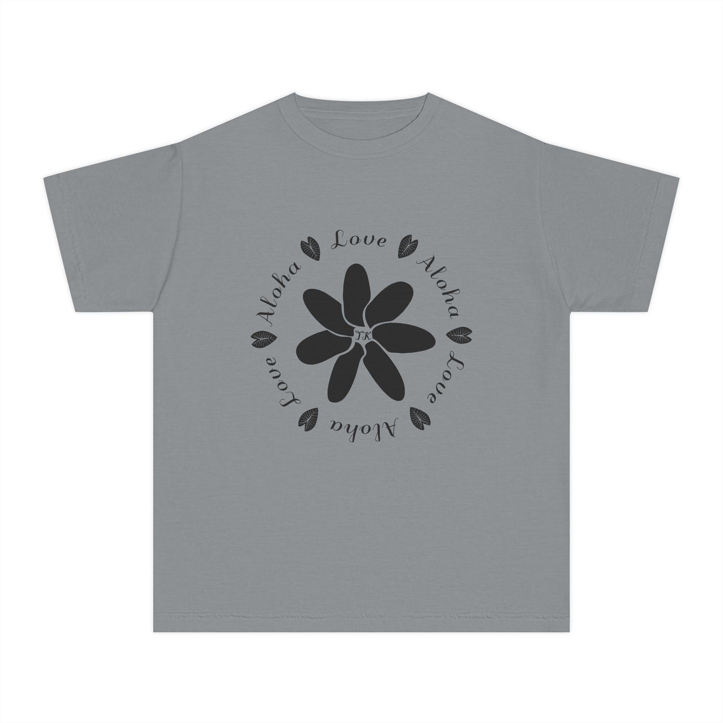 Youth Hawaiian Shirt Love & Aloha Midweight Designer Tee for Kids